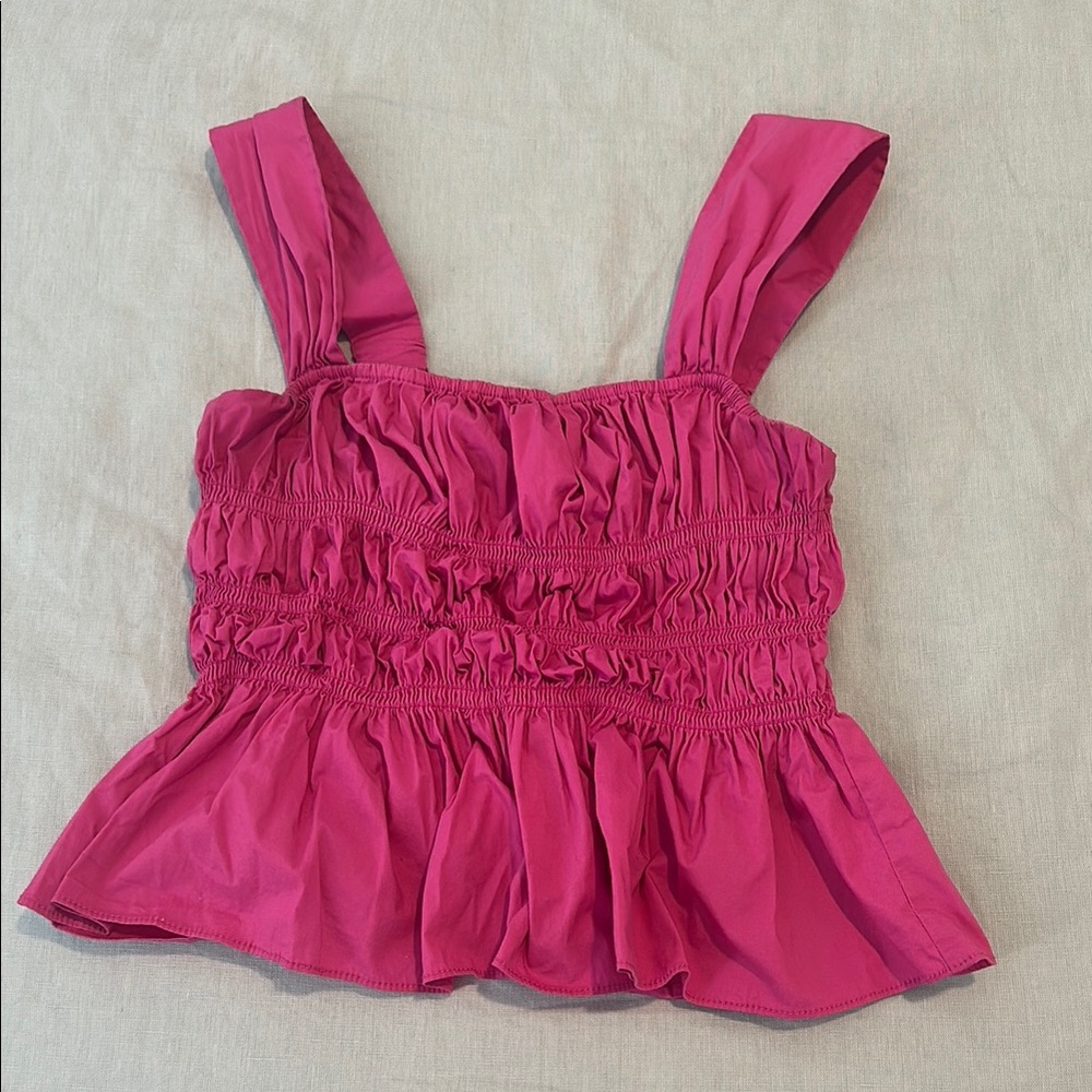 Staud Pink Ruffled Top